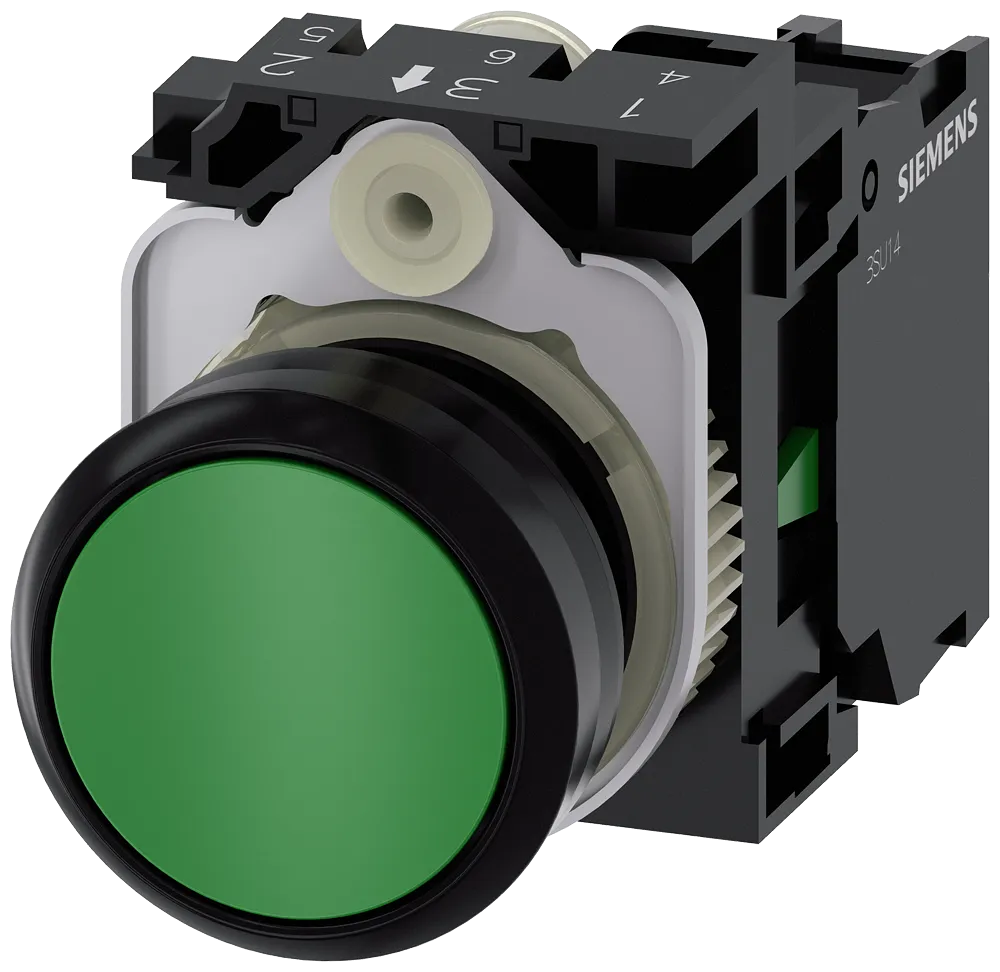 [SIRIUS Pushbutton 22mm GREEN 1NO with holder] 3SU1100-0AB40-1BA0